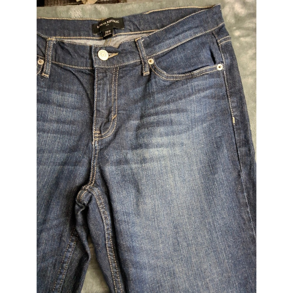 Banana Republic Womens Straight Leg Jeans Dark Wash Blue Denim Size 28/6 - Picture 6 of 13
